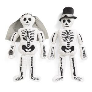 Skeleton Couple 2 pc Pillow Set Mr & Mrs Bride Groom Halloween Sherpa Pillows
